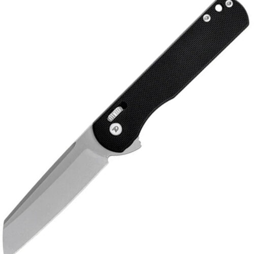 Dreamtech axis lock folding knife with black handle and drop-point blade.