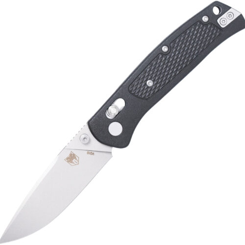 CobraTec Scout folding knife with black Grivory handle and black VG-10 drop-point blade.