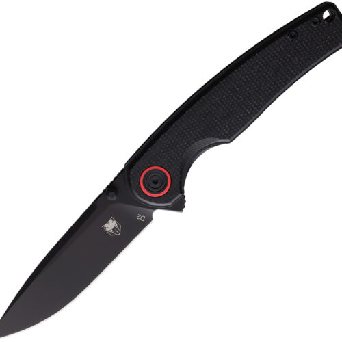 CobraTec folding knife with snakeskin-pattern handle and black blade.