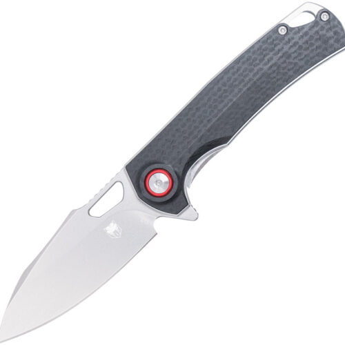 CobraTec Wolverine folding knife with orange handle and 10-series steel blade.