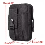 Canvas tactical pouch in Black featuring a zipper compartment and MOLLE straps for attaching to backpacks, belts, or tactical vests