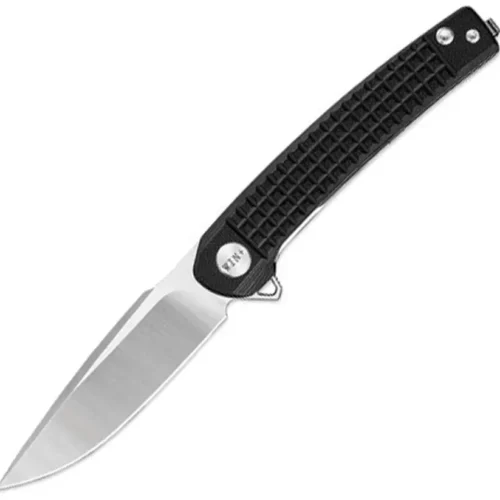 Dreamtech linerlock folding knife with black G10 handle and stainless blade.