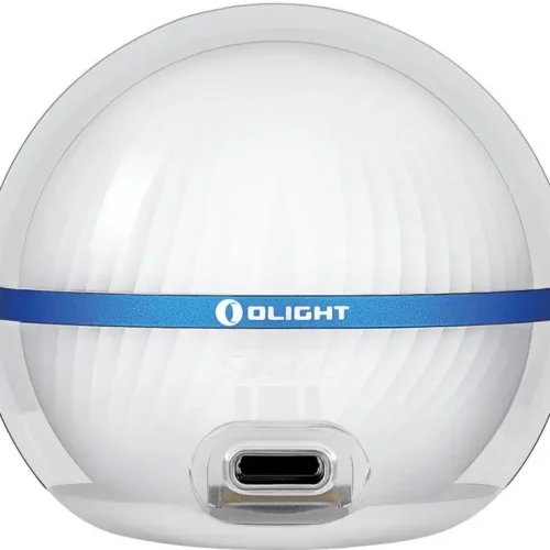 Olight Sphere C light ball in blue with ambient glow and rechargeable design.