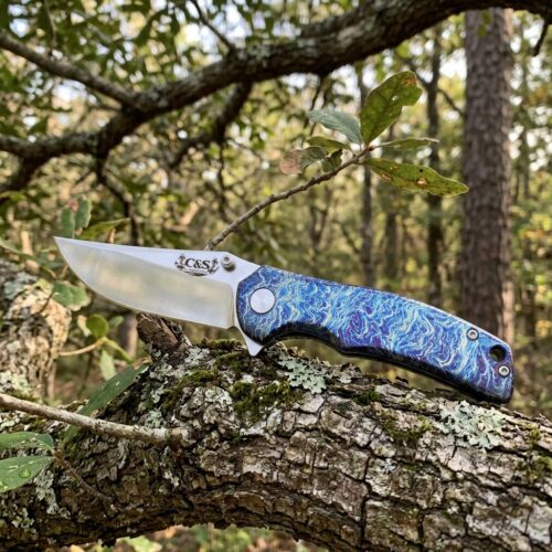 C&S Knifes Liner Lock Blue Titanium - VG-10