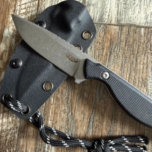 C&S Knifes Raider Fixed D2 steel Blade Knife Black Micarta Handle