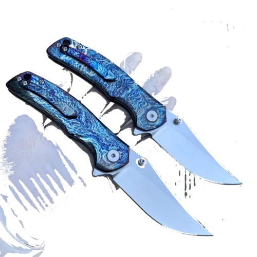 C&S Knifes High-Grade Blue Titanium Alloy Handle VG10 Steel Outdoor Folding Pocket Utility Knife
