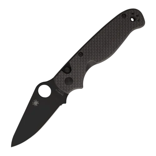 Spyderco ButtonUp Button Lock Carbon Fiber Black folding knife, 3.25in blade, 8Cr13MoV